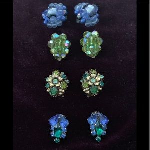 Vintage clip on Earrings (Set of 4)